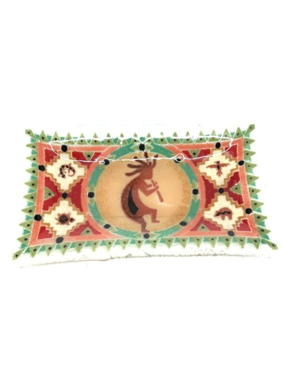 Peggy Karr Kokopelli Fused Glass Tray Plate Southwest Art 9.5” X 5.5” Signed